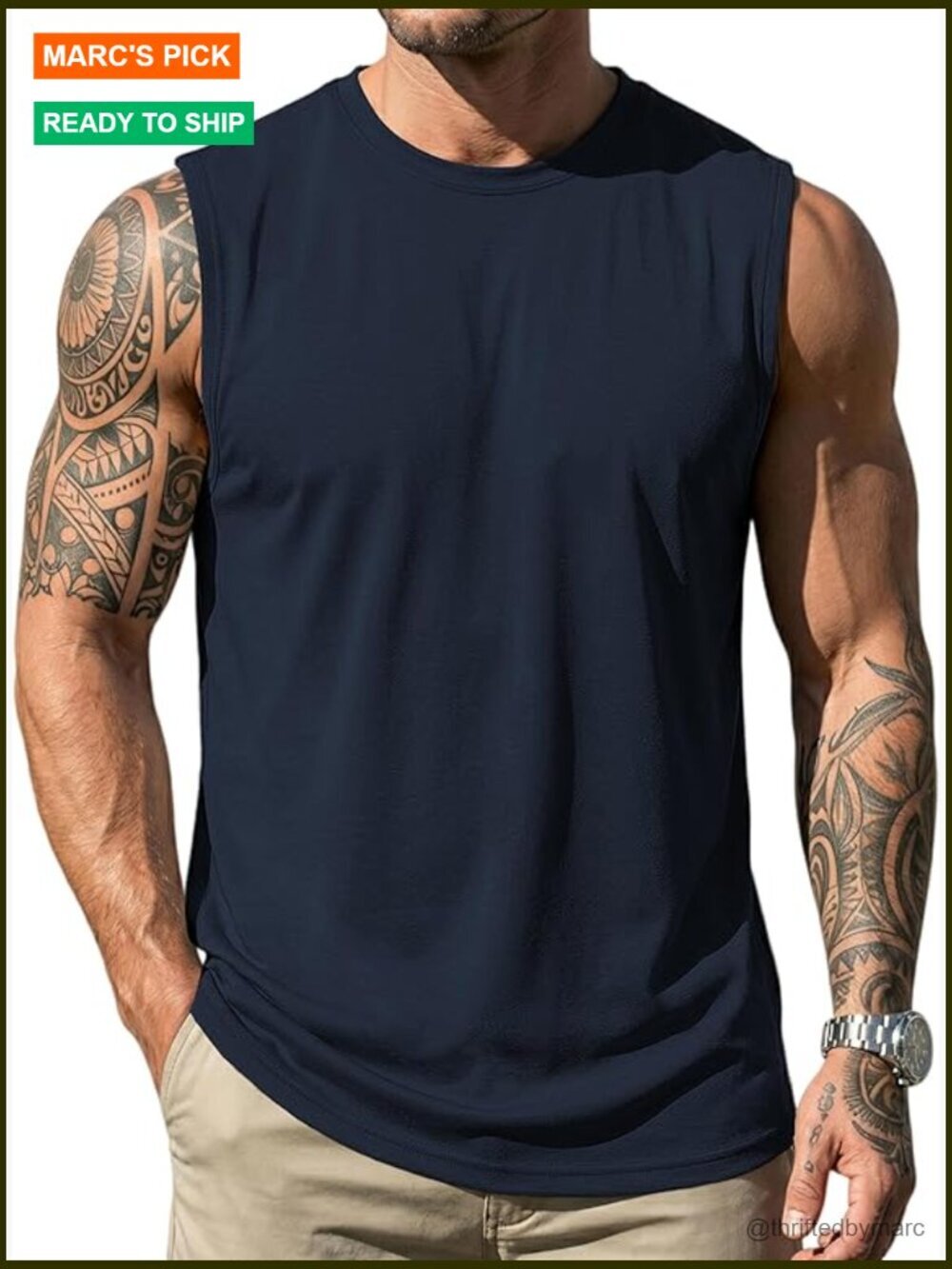 Men's Sleeveless Muscle Tank Top UPF 50+ Cooling Gym Shirt Lightweight